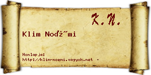 Klim Noémi névjegykártya